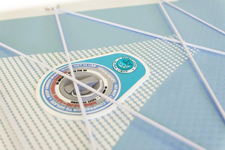 a close up of a blue wall