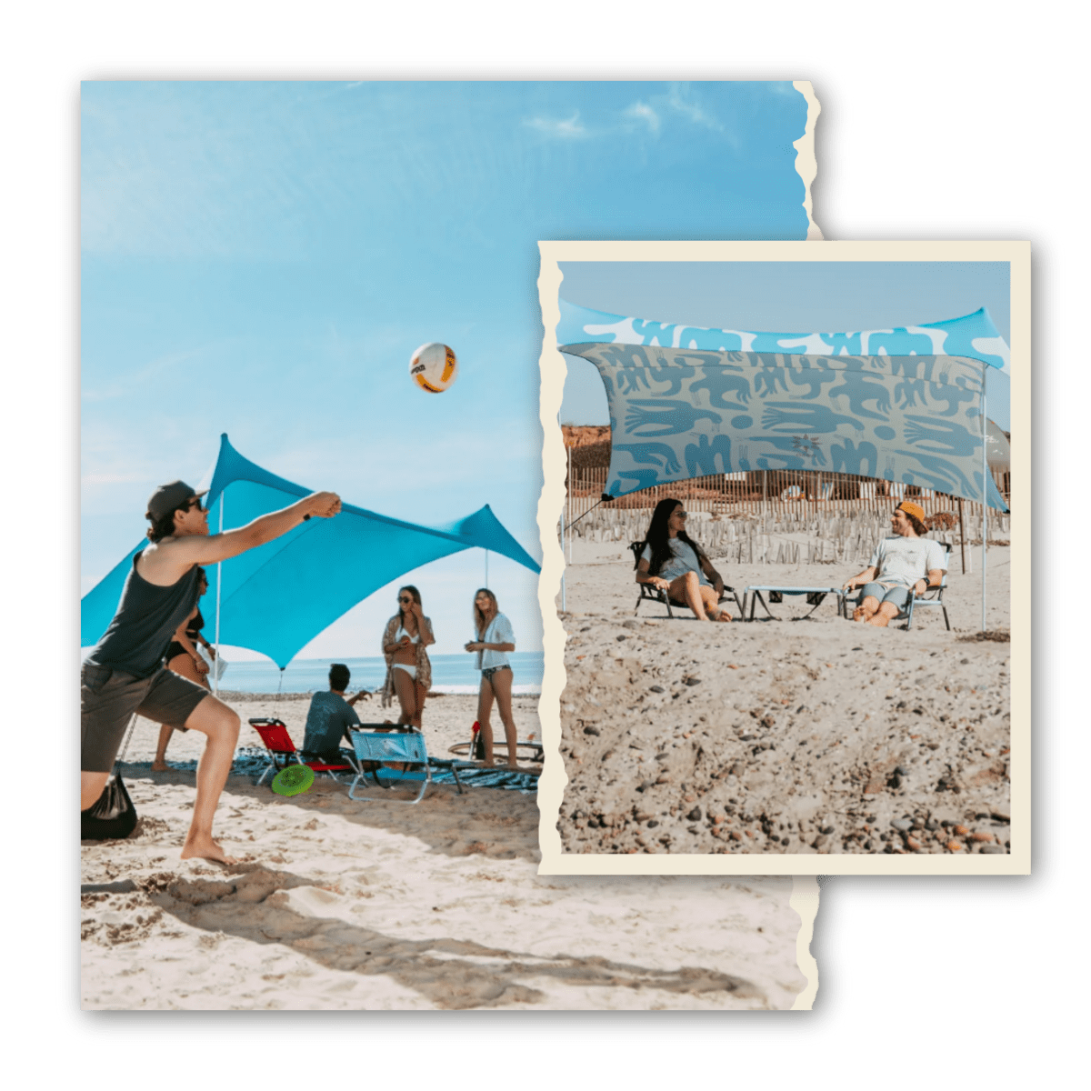 a group of people on a beach